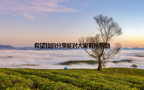 希望我的分享能对大家有所帮助